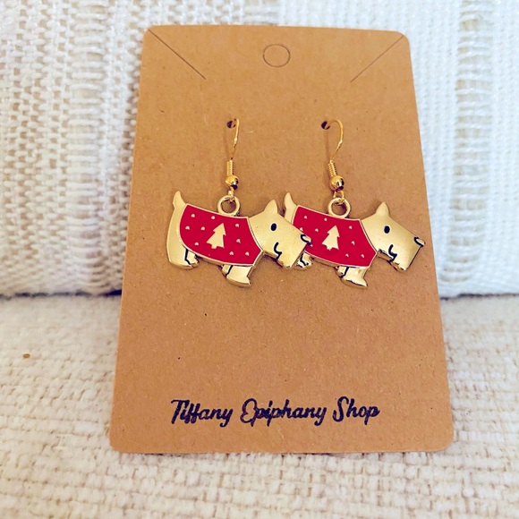 Christmas Scotty Dog Earrings Handmade NWT - Picture 5 of 7